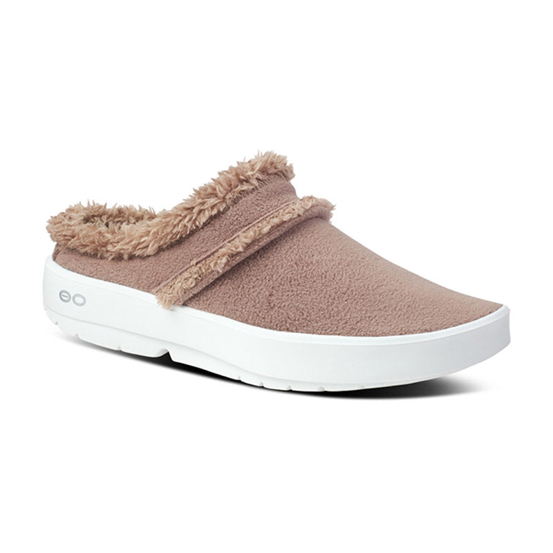 OOFOS WOMENS OOcoozie Mule - White/Chocolate ウーフォス ウィメンズ ウークージー ミュール ホワイトチョコレート リカバリーサンダル