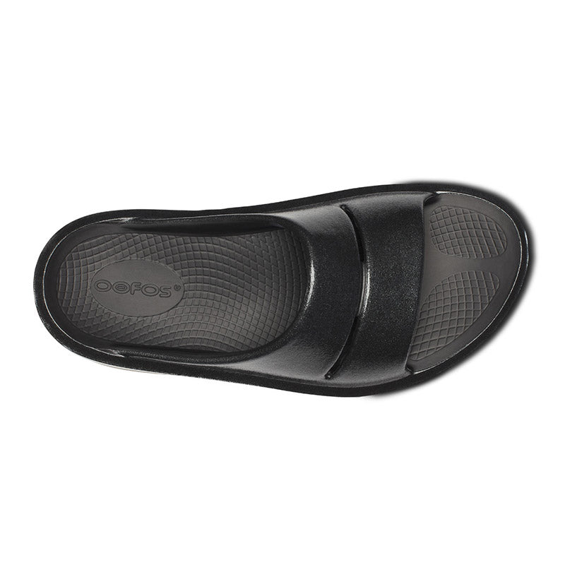 OOFOS OOmega OOahh Luxe - Black Sparkle ウーフォス ウーメガ ウーアー ルクス ブラックスパークル リカバリーサンダル