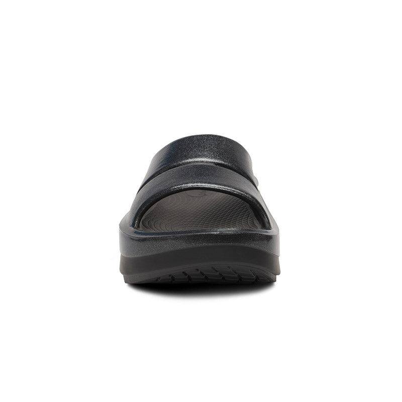 OOFOS OOmega OOahh Luxe - Black Sparkle ウーフォス ウーメガ ウーアー ルクス ブラックスパークル リカバリーサンダル