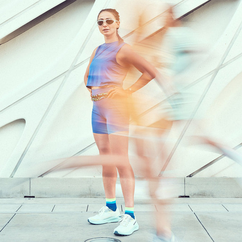 Feetures ELITE LIGHT CUSHION QUARTER - Surfboard Blue フィーチャーズ ショート丈 ランニングソックス サーフボード ブルー