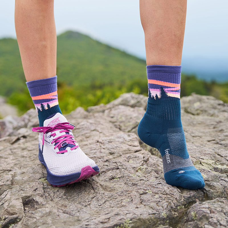 TRAIL MAX CUSHION MINI CREW - Purple Aurora  フィーチャーズ  クルー丈 トレイル ソックス パープルオーロラ