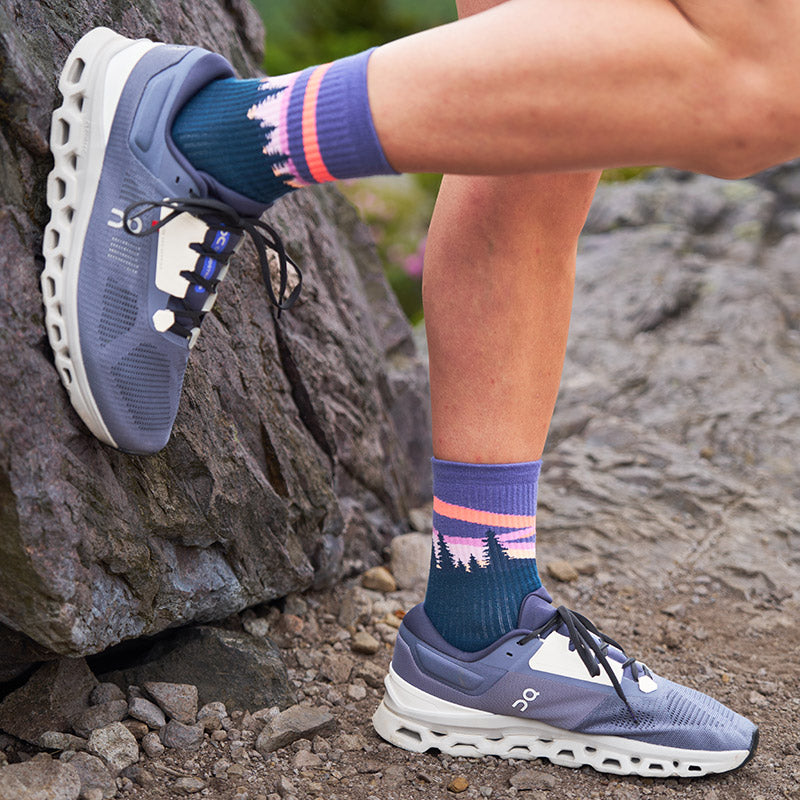 TRAIL MAX CUSHION MINI CREW - Purple Aurora  フィーチャーズ  クルー丈 トレイル ソックス パープルオーロラ