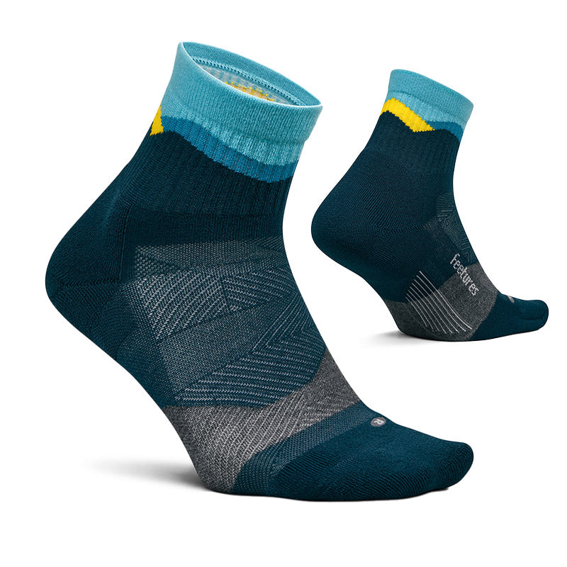 Feetures TRAIL MAX CUSHION QUARTER - Mountain High Blue フィーチャーズ  ショート丈 トレイル ソックス  マウンテンハイブルー