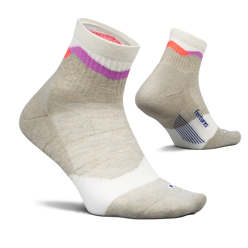 Feetures TRAIL MAX CUSHION QUARTER - Mountain High Cream フィーチャーズ  ショート丈 トレイル ソックス  マウンテンハイクリーム