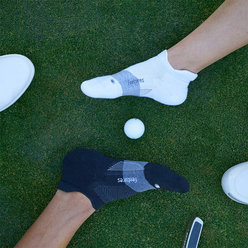 Feetures GOLF MAX CUSHION NO SHOW TAB - Black フィーチャーズ アンクル丈 ゴルフ ソックス ブラック