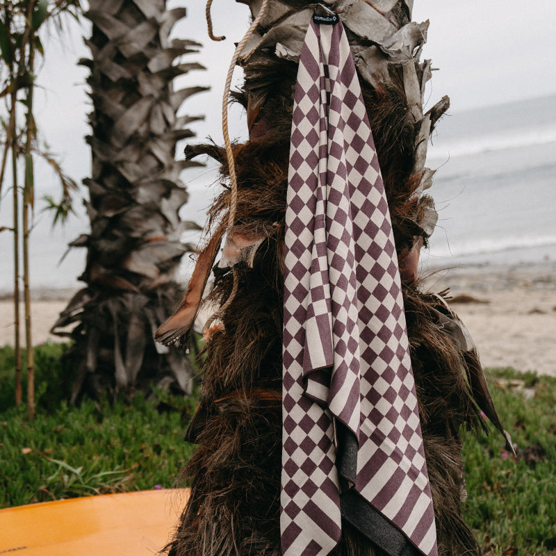 CHECKED OUT BURGUNDY TOWEL