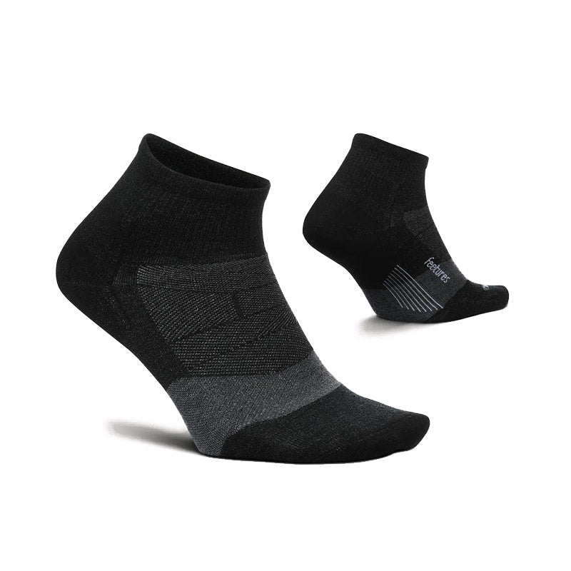 Feetures MERINO 10 MAX CUSHION QUARTER - Charcoal フィーチャーズ ショート丈 ランニングソックス チャコール