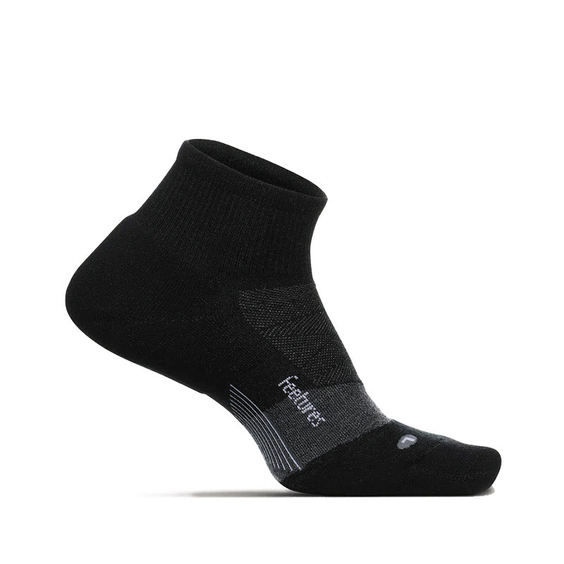 Feetures MERINO 10 MAX CUSHION QUARTER - Charcoal フィーチャーズ ショート丈 ランニングソックス チャコール