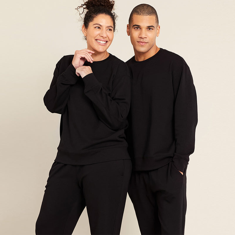 ユニセックス クルーネックセーター＆カフスウェットパンツセット