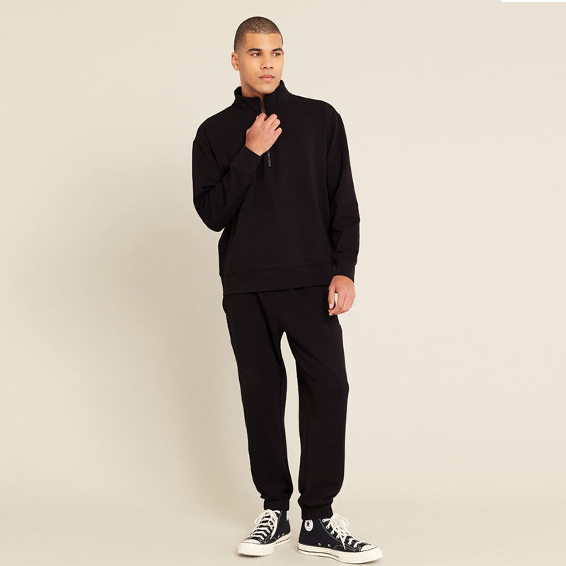 ユニセックス クウォータージップセーター＆カフスウェットパンツセット