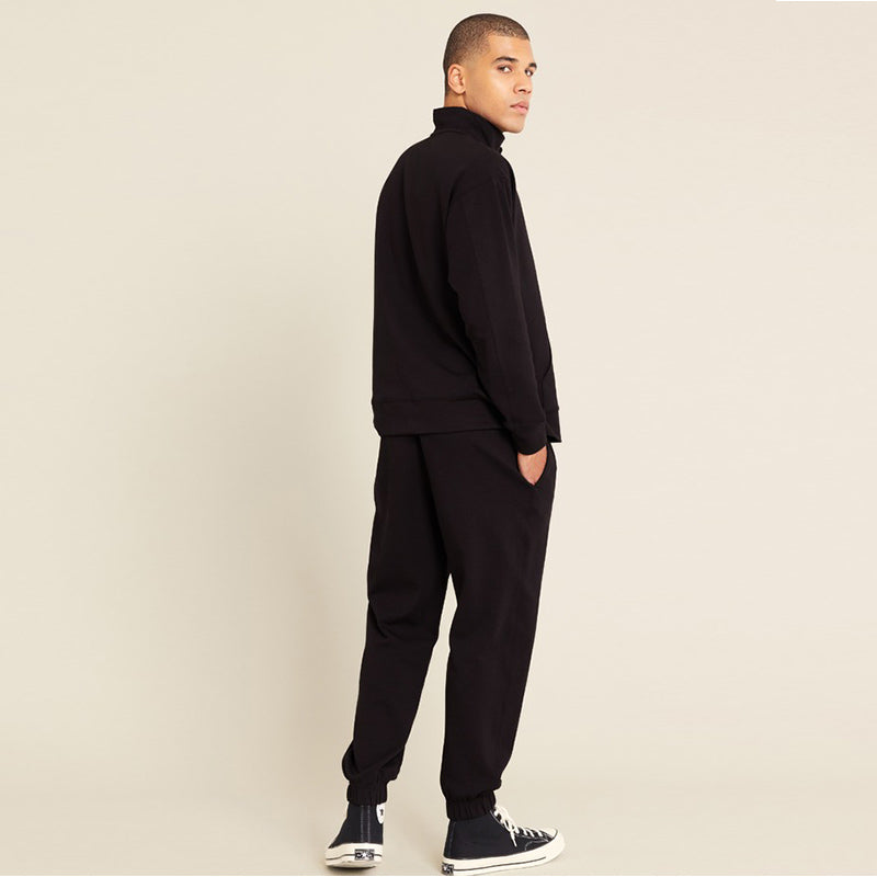 ユニセックス クウォータージップセーター＆カフスウェットパンツセット