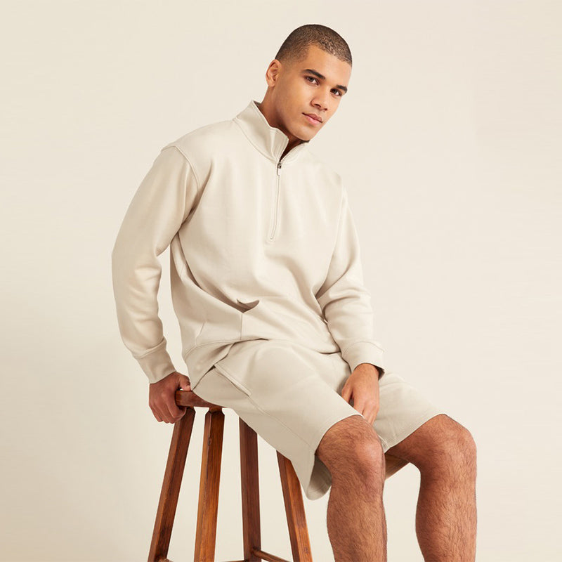 ユニセックス クウォータージップセーター＆スウェットショートセット