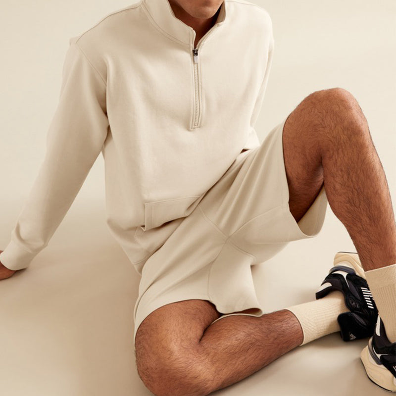 ユニセックス クウォータージップセーター＆スウェットショートセット