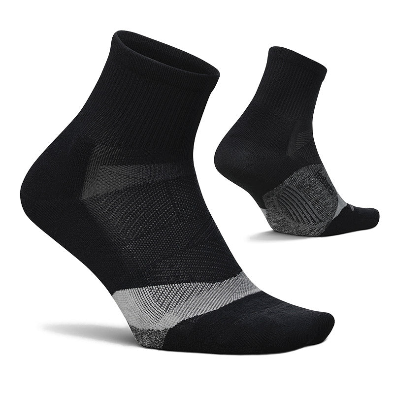 Feetures ELITE LIGHT CUSHION QUARTER - Black フィーチャーズ ショート丈 ランニングソックス ブラック