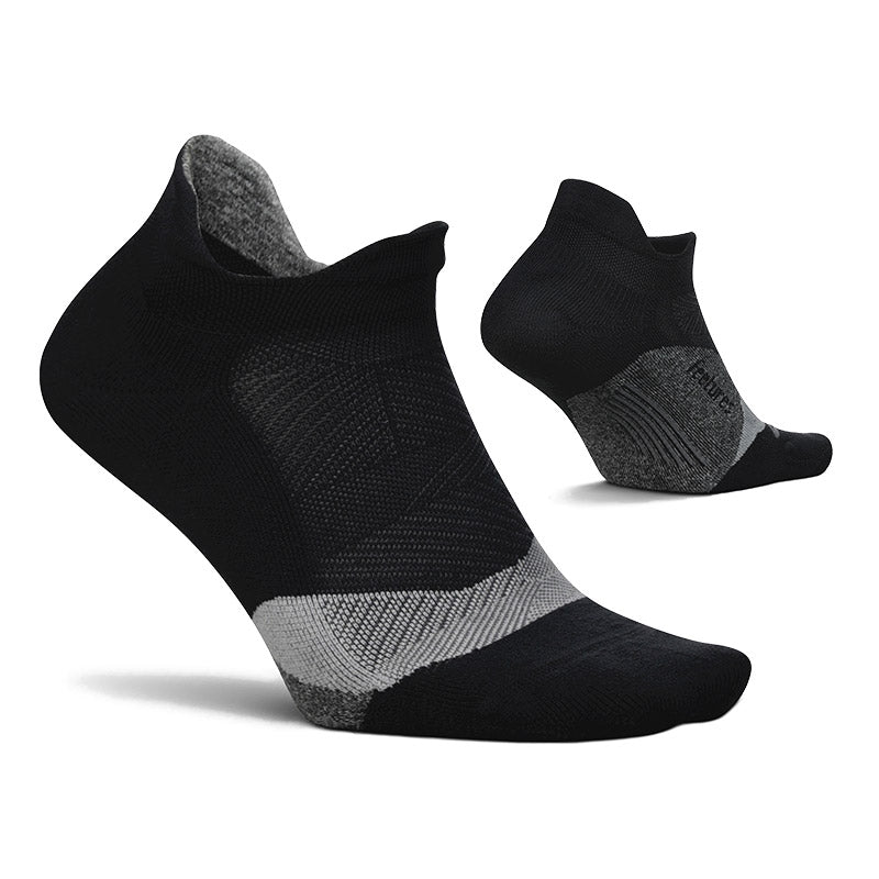Feetures ELITE LIGHT CUSHION NO SHOW TAB - Black フィーチャーズ アンクル丈 ランニングソックス ブラック