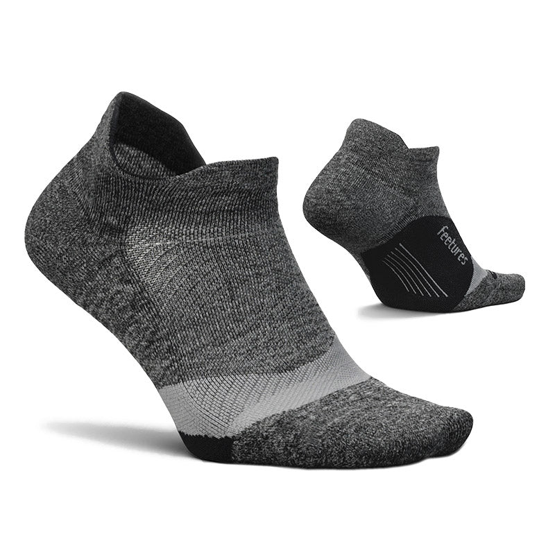 Feetures ELITE LIGHT CUSHION NO SHOW TAB - Gray フィーチャーズ アンクル丈 ランニングソックス グレー