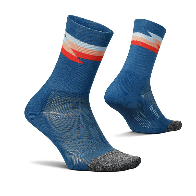 Feetures ELITE LIGHT CUSHION MINI CREW - Synthwave Blue フィーチャーズ クルー丈 ランニングソックス シンスウェーブ ブルー