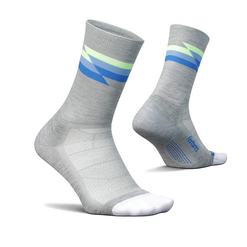 Feetures ELITE LIGHT CUSHION MINI CREW - Synthwave Gray フィーチャーズ クルー丈 ランニングソックス シンスウェーブ グレー