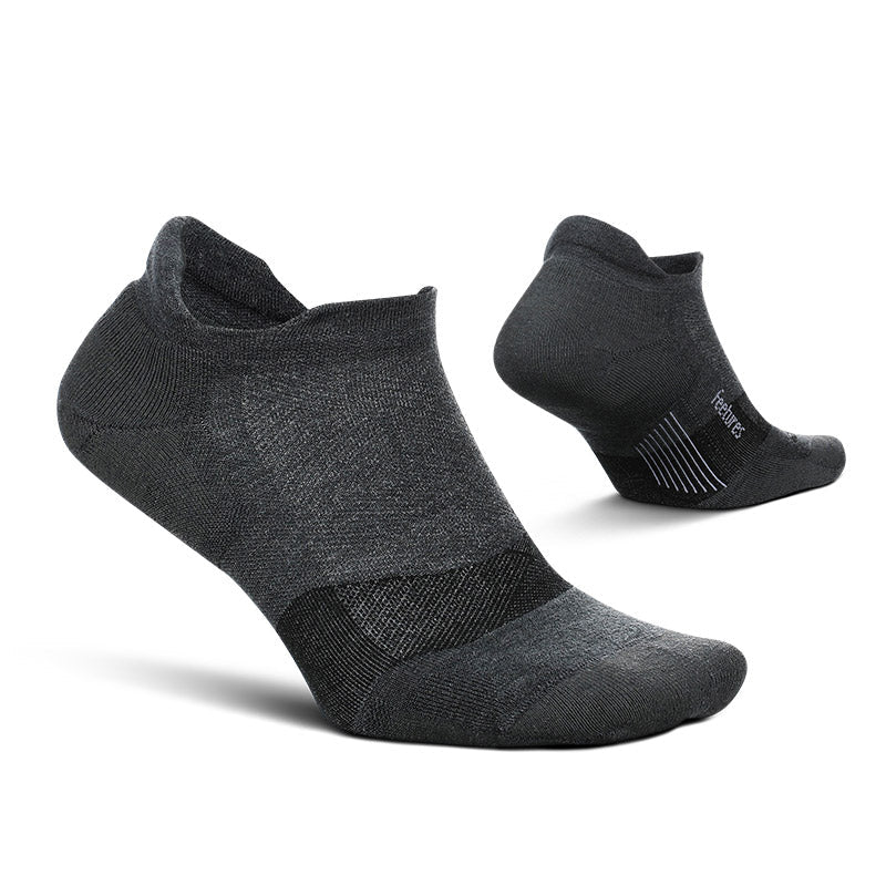 Feetures MERINO 10 MAX CUSHION NO SHOW TAB - Gray フィーチャーズ アンクル丈 ランニングソックス グレー
